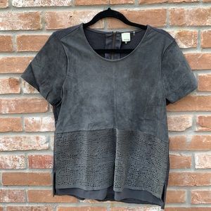 Ecru Faux Suede Top
